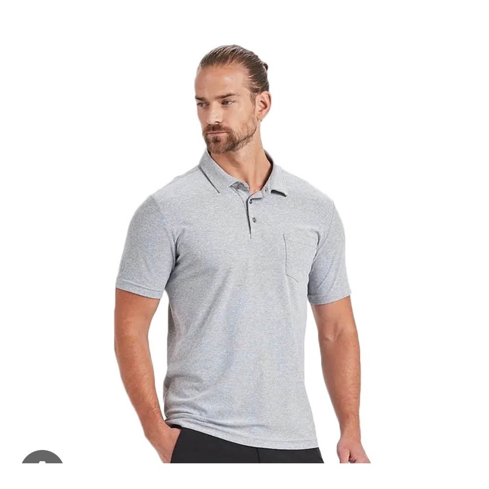 VUORI Mens‎ Grey Heathered Performance Polo Shirt Short Sleeve Pocket Size Large